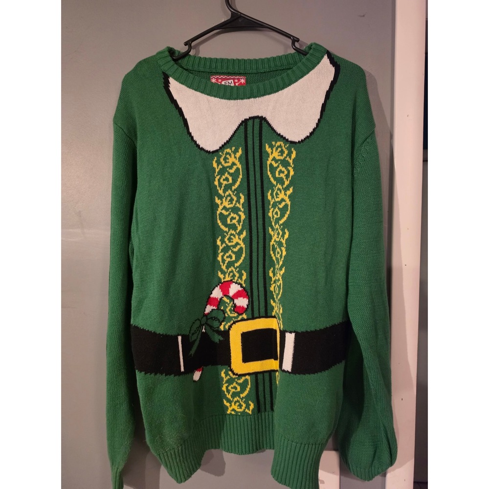 JEM Buddy the Elf Holiday Sweater Green Christmas Costume Mens XL 1WRU3472S
